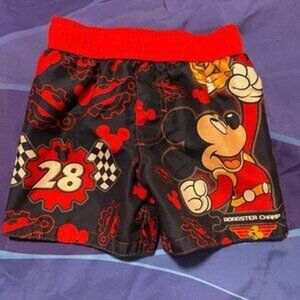 🔥6/$10🔥 Disney Baby Boy Swim Trunks, 12 Months, Car Racing Mickey